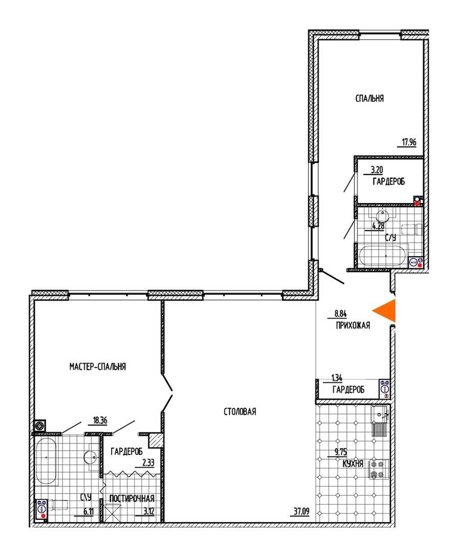 Двухкомнатная квартира в : площадь 112.38 м2 , этаж: 4 – купить в Санкт-Петербурге